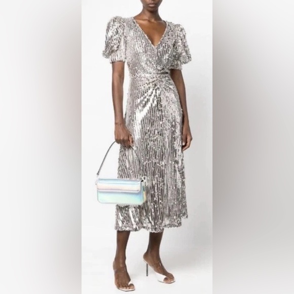 Rotate Birger Christensen Dresses & Skirts - ROTATE Sierena Silver Sequin Maxi, 10